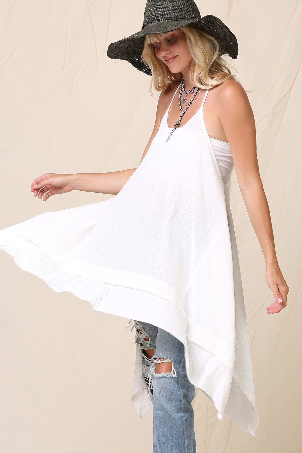 White Flowy Tunic Dress/Top